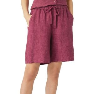 Eileen Fisher Organic Linen Shorts Sz LG Berry